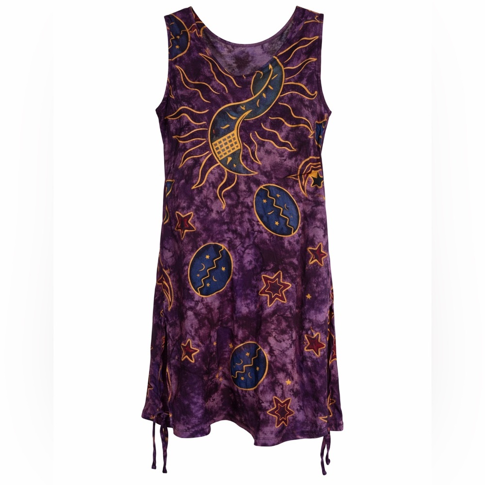 UNO Multicolor Button-Up Top - Purple, Blue & Gold Accents short sundress
